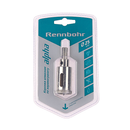 Коронка по керамограниту 25мм алмазная центрирующее сверло (676225) Rennbohr *1/20/120