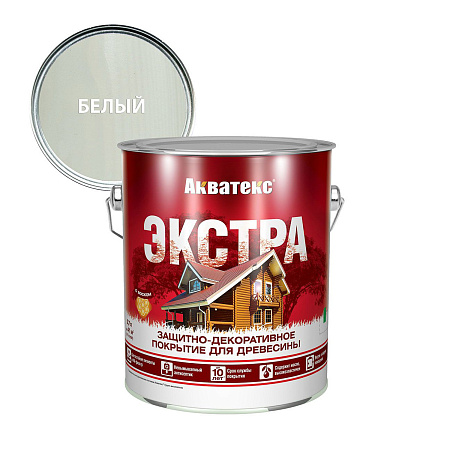 Защитно-декоративное покрытие для древесины алкидное белый 2,7 л АКВАТЕКС *1/4/144