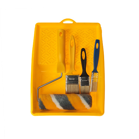 Набор универсальный: Кюветка 260*330мм+валик полиакрил180мм+кисти натур.щет8*25,8*35,12*50 Акор*1/10