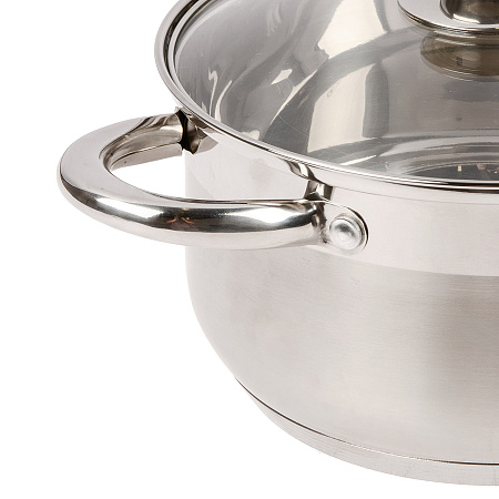 Кастрюля нерж. "Катунь" "Диана" 4,2л d22см термораспред. дно, Стекл. кр. KT01-D-40 *1/4