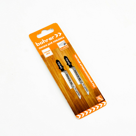 Пилки для лобзика по дереву  75мм шаг1,4мм фигур чист рез(2шт) T101AO арт37201011 Bohrer *10/100/600