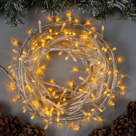 Гирлянда Нить 20м 200 LED желтый 8 режимов прозрачная нить 220V IP20 3556808  *1/60
