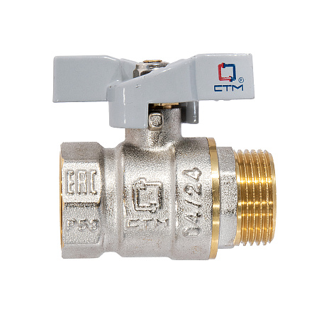 Кран шаровый 3/4" (Ø20) М/П бабочка СТМ (СТАНДАРТ) CWFMB034 (аналог ЗФ774) *1/15/120