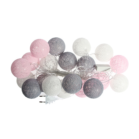 Гирлянда Нить 5м 20LED белый Клубки серо-розовые прозрачная нить 200V IP20 5985175  *1/20