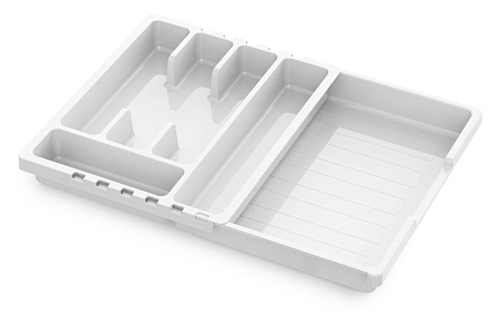 Лоток для столовых приборов пластм. раздвижной 360х300х53мм Белый арт.С424БЕЛ ("Мартика") *1/12