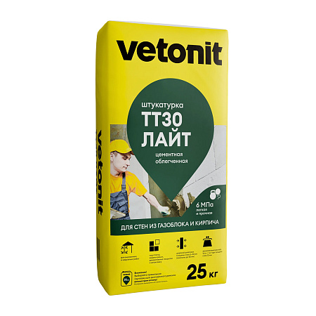 Штукатурка цементная TT 30 лайт 25 кг Vetonit *1/48