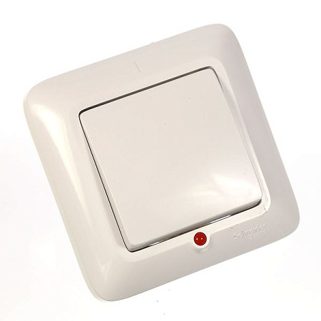 Выключатель "Прима" СП 1кл. белый с подсветкой С16-053  *1/96