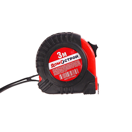 Рулетка  3м х18мм резино-пластик. корпус стальная лента фиксатор Домострой *12/120