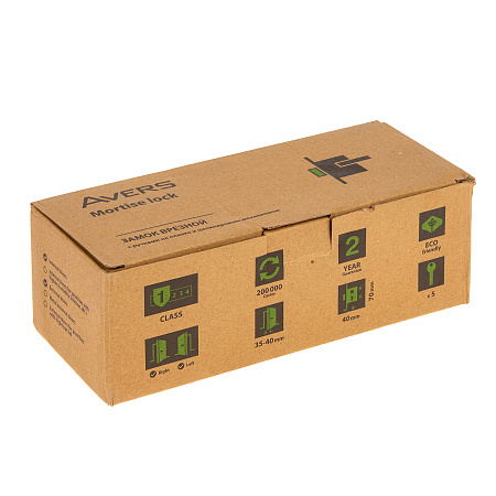 Замок врезной 70мм медь,плоский ригель 1223/60-AC Avers *1/20