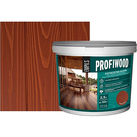 Антисептик-лазурь для дерева полиакриловый махагон 2,5 кг PROFIWOOD  *1/4