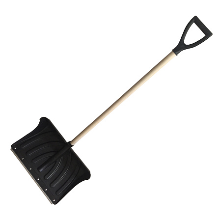 Лопата снегоуб пластик 465*340 с планкой дерев. черенком и V-ручкой  "Крепыш"  *5