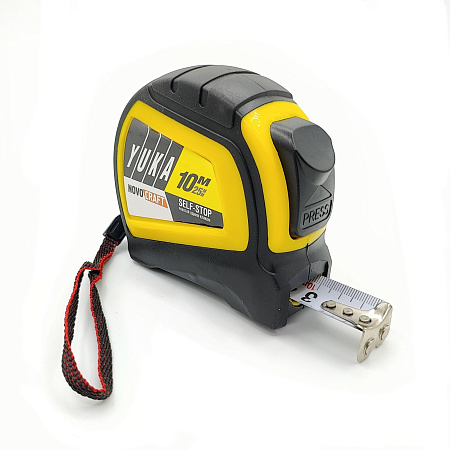 Рулетка 10м х25мм резино-пластик корпус стальная лента автостоп магнит артYK010250M Novocraft*1/6/60