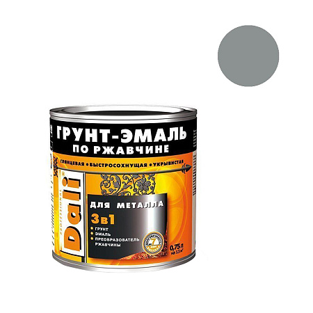 Грунт-эмаль по ржавчине серебристый алюминий 0,75 л DALI RAL 9006 *1/6/576