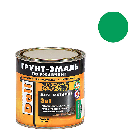 Грунт-эмаль по ржавчине зеленая 0,75 л DALI RAL 6029 *1/6/576
