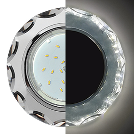 Светильник встраиваемый GX53 H4 LD5313 Ecola Glass Стекло Круг  с подсв. хром SM53RCECH *10/30