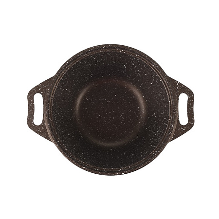 Кастрюля алюм. литая а/приг. Kukmara "Мраморная" кофейный 1,0л Стекл. кр. кмк12а (Кукмор) *1/3