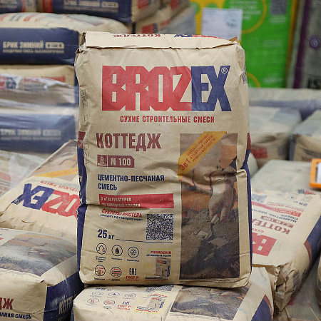 Смесь цементно-песчаная ЦПС-100 Коттедж 25 кг BROZEX *1/56