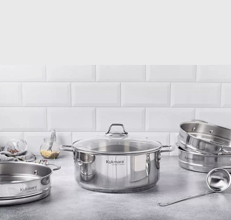 Мантоварка-пароварка нерж. 3-х ярусная, 7,0л, d280мм,выс.335мм д/Индукции STM-702803G "Kukmara" *1/2