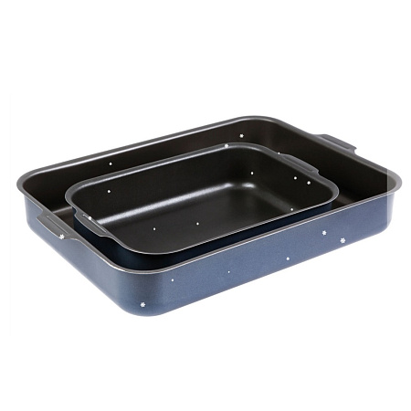 Противни алюмин. антипригарные НАБОР 2шт:190х250мм,глуб.51мм+270х350мм,глуб.63мм 63025"Kalitva"*1/5