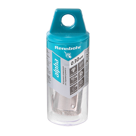 Коронка по керамограниту 30мм алмазная центрирующее сверло (676230) Rennbohr *1/10/120