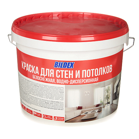 Краска акриловая для стен и потолков 14 кг BILDEX белоснежная *1/48