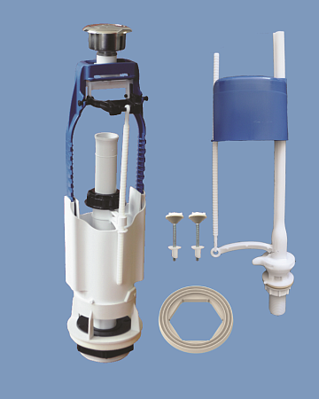 Арматура бачка (КОМПЛЕКТ) кнопка/хром, нижняя, Уклад АБ (105.57.14.3) *1/20