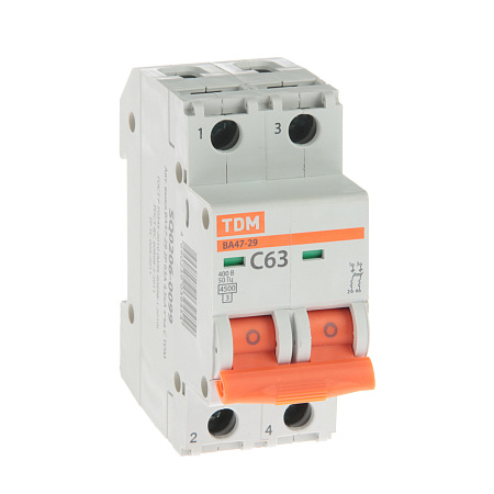 Авт.выкл. TDM ВА 47-29 63А/2П SQ0206-0099  *6/60