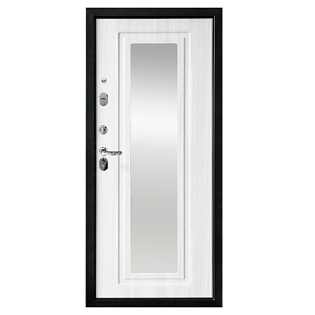 Дверь металлическая 7 см ЗЕРКАЛО Лиственница беленая 960х2050 ЛЕВАЯ Форпост *1