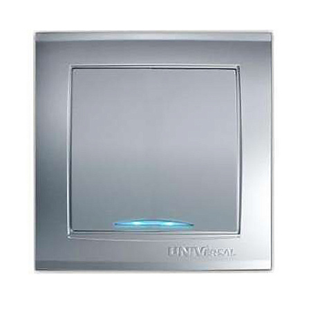 Выключатель "Бриллиант" СП 1кл. серебро с подстветкой 10А IP20 UNIVersal 7949643 *10/100