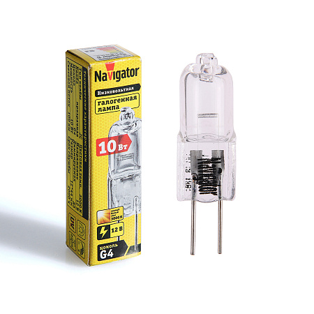 Лампа накаливания галогенная капсульная 10W-12V G4 JC Navigator 94209 *5/100