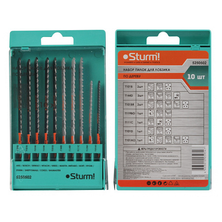 Набор пилок д/лобзика по деревуT101B,T144D,T101BR,T119BO,T111C,T101D,T101AO(10шт)арт5250502 STURM*1
