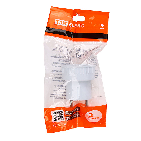 Переходник  евро АДАПТЕР  6А 250В белый б/з TDM SQ1806-0023 *1/30