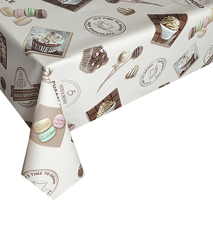 Клеёнка на нетканой основе "Dekorama" "Пирожное" на молочном шир.1,40м 072A *20