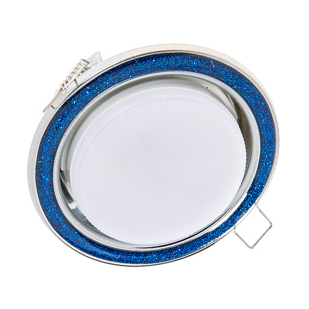 Светильник встраиваемый GX53 H4 DL3901 Ecola Круг  стекло Голубой блеск хром FB53GRECB *10/50