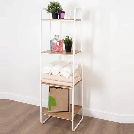 Стеллаж металл. "Скандинавия 14" выс.1,47м, шир.0,45м, гл.0,39м, 4 полки Дер./Бел. СТСП14Б "ЗМИ"*1