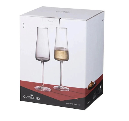 Набор бокалов стекло "BOHEMIA" "Алекс" 210мл 6шт д/шамп. 40950/210 "KRYSTALEX" *1/8