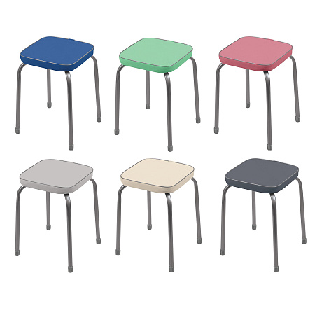 Табурет с мягким квадр.сидением, металл.опоры с dтруб 22мм "Фабрик3" цвета: "микс" ТФ03 "Ника" *10