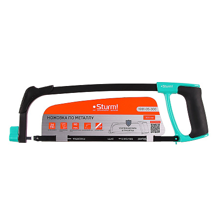 Ножовка по металлу 300мм с обрезин.ручкой, усил.рама, доп.упор STURM (арт.1061-05-300) *1/6/36