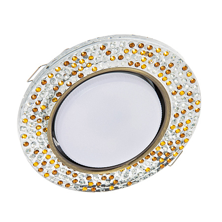Светильник встраиваемый GX53 H4 5319 Ecola Glass Круг янтарь зерк/черн.бронза FQ53RMECB *10/30