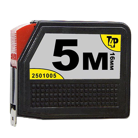 Рулетка  5м х16мм пластик. корпус стальная лента автостоп арт.2501005 T4P *1/12/120