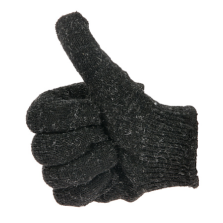 Перчатки полушерсть двухслойные черные (5 нитей) 80гр (478Р) Ladoni *5/200