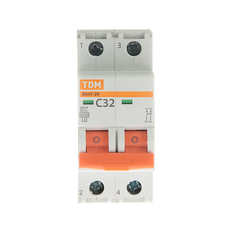 Авт.выкл. TDM ВА 47-29 32А/2П SQ0206-0096  *6/60