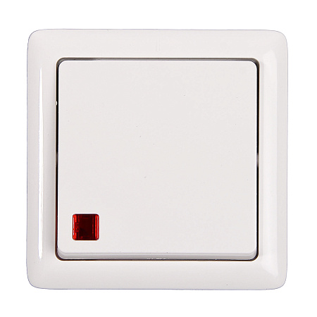Выключатель "Хит" ОП 1кл. белый с подсветкой  ВА16-137-б  *10/168
