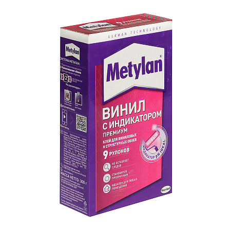 Клей для обоев виниловый 300г "Метилан Винил Премиум"с индикатором  586527  54м2 *1/18