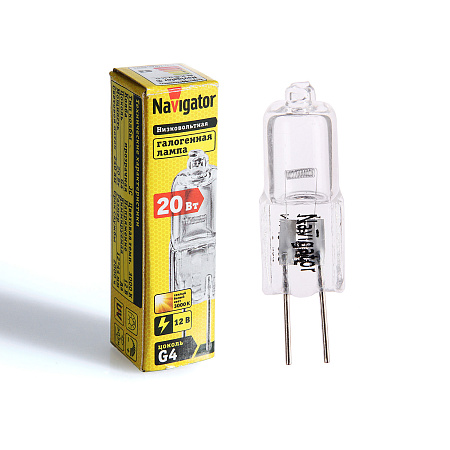 Лампа накаливания галогенная капсульная 20W-12V G4 JC Navigator 94210 *1/20/100/500/1000