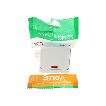 Выключатель "Этюд" ОП 1кл. белый с подсветкой ВА10-005В *10/25