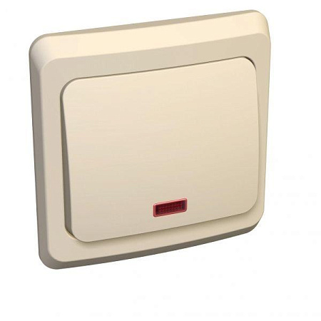 Выключатель "Этюд" СП 1кл. кремовый с подсветкой ВС10-005К  *10/20