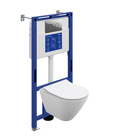 Инсталляция CITY SMART CO(унитаз, кр.slimDP+инст AQUA PRIME, кн.ACCENTO пл. хром глянц )Cersanit*1/6