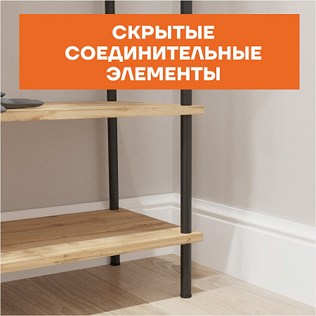 Стеллаж металл. "НеШкаф 64" выс.0,92м, шир.1,46м, гл.0,37м, 4 полки Дер./Черный ЭТНШ 64 Ч "ЗМИ" *1