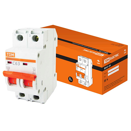 Авт.выкл. TDM ВА 47-29 63А/2П SQ0206-0099  *6/60